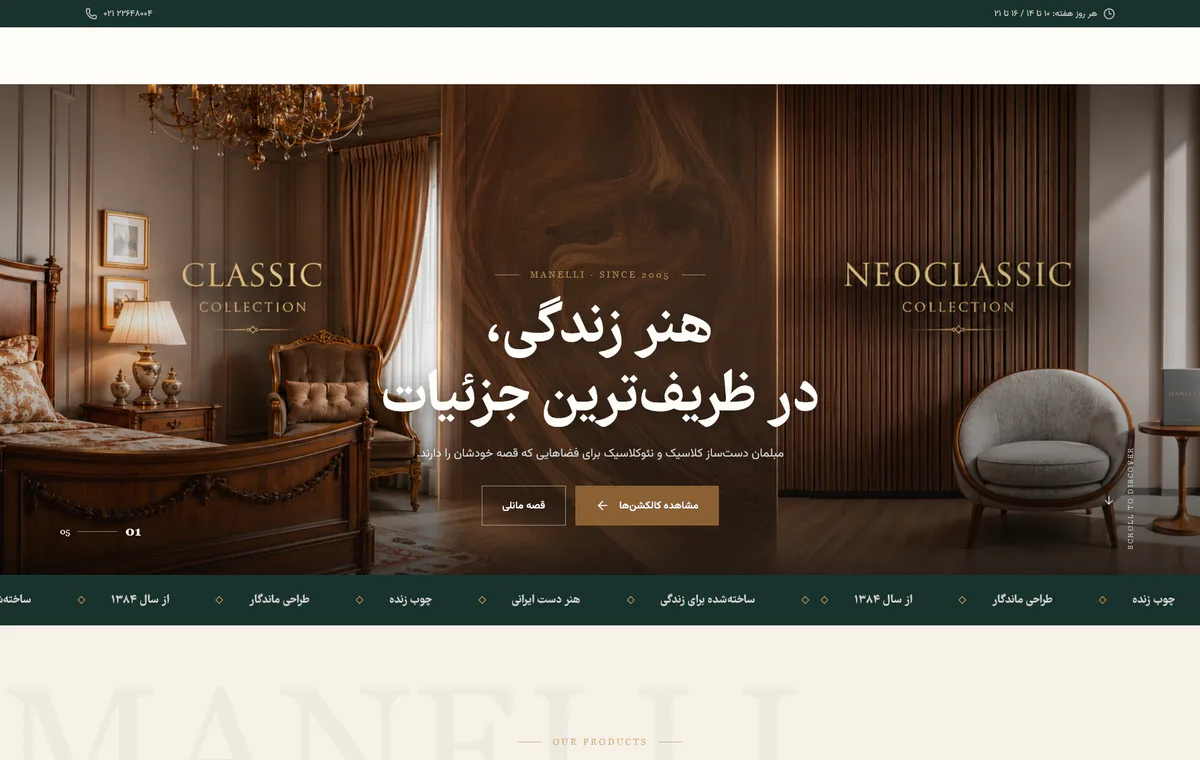 نمای وب‌سایت مانلی