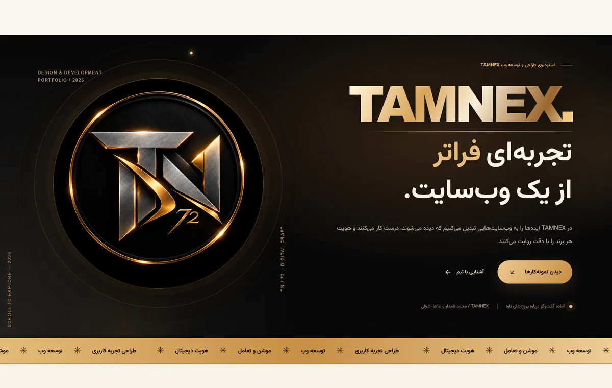نمای وب‌سایت TAMNEX